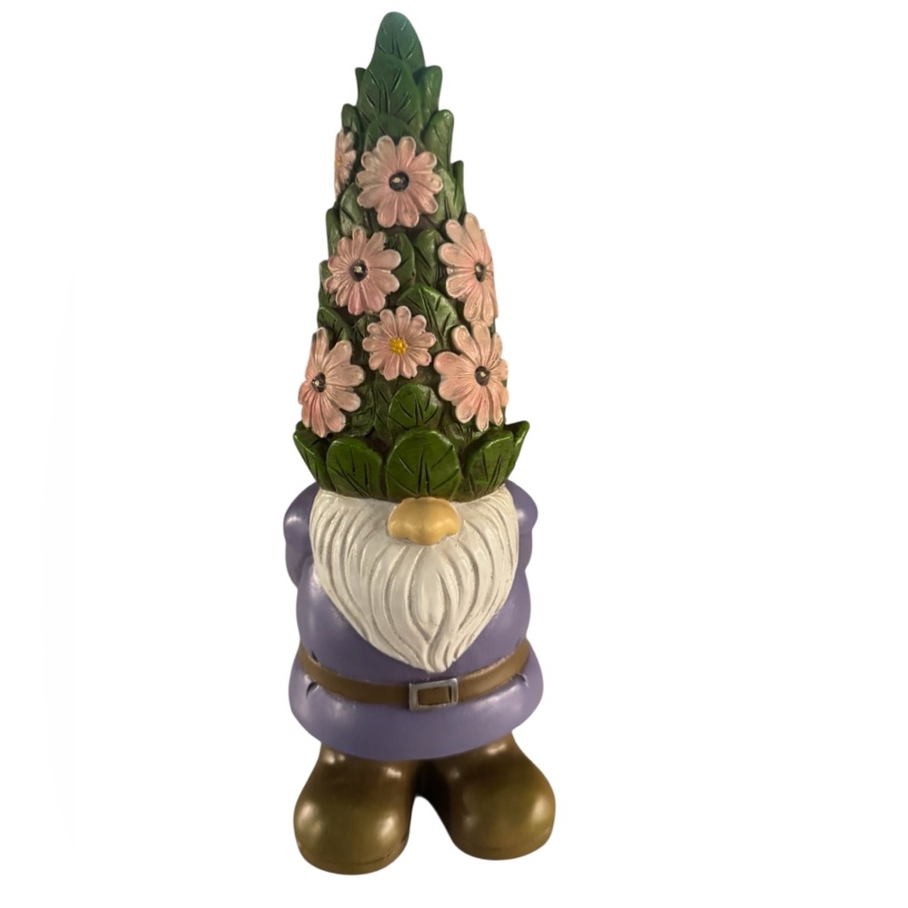 Garden Outdoor Statues Gnome with Succulent and 7 LED Lights - Picture 7 of 8